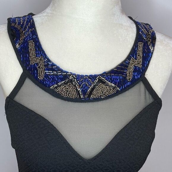 Charlotte Russe, Glam Beaded Neckline, Mesh Chest Cut Out, Keyhole Back, Medium - Picture 2 of 10